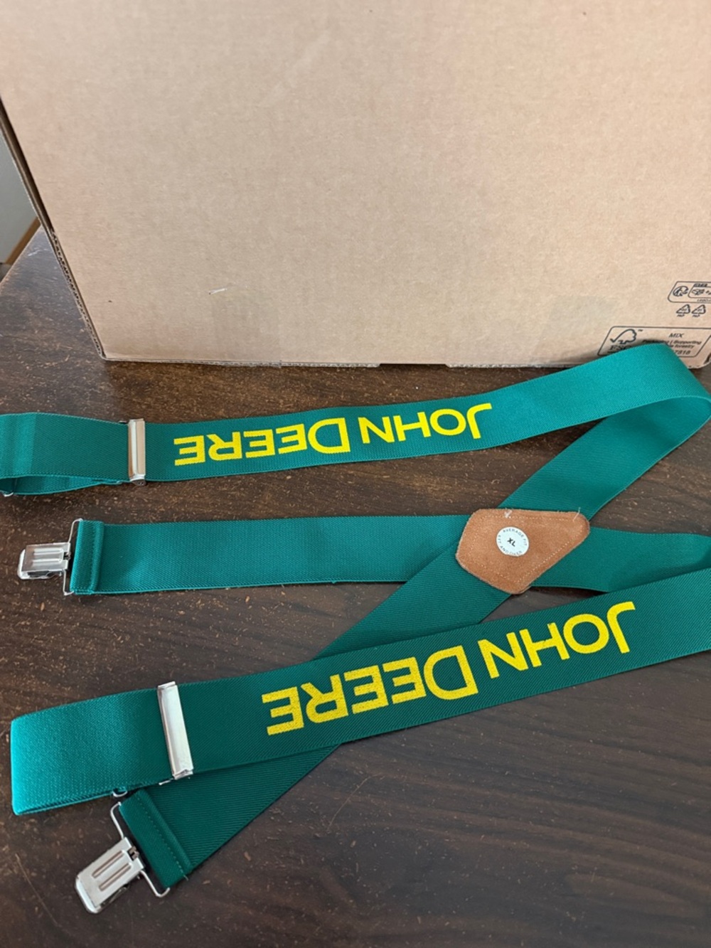 John Deere Green and Yellow Logo Suspenders elastic XL Vintage